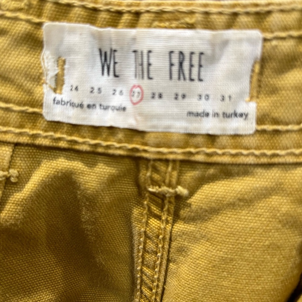 Free People We the Free Yellow High Waisted Wide Leg Cropped Khakis Sz. 27 - Picture 6 of 9